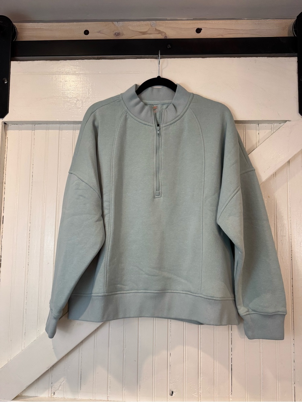 Mono B 3XL Sage Green Oversized Quarter Zip Pullover Sweatshirt - Picture 2 of 9